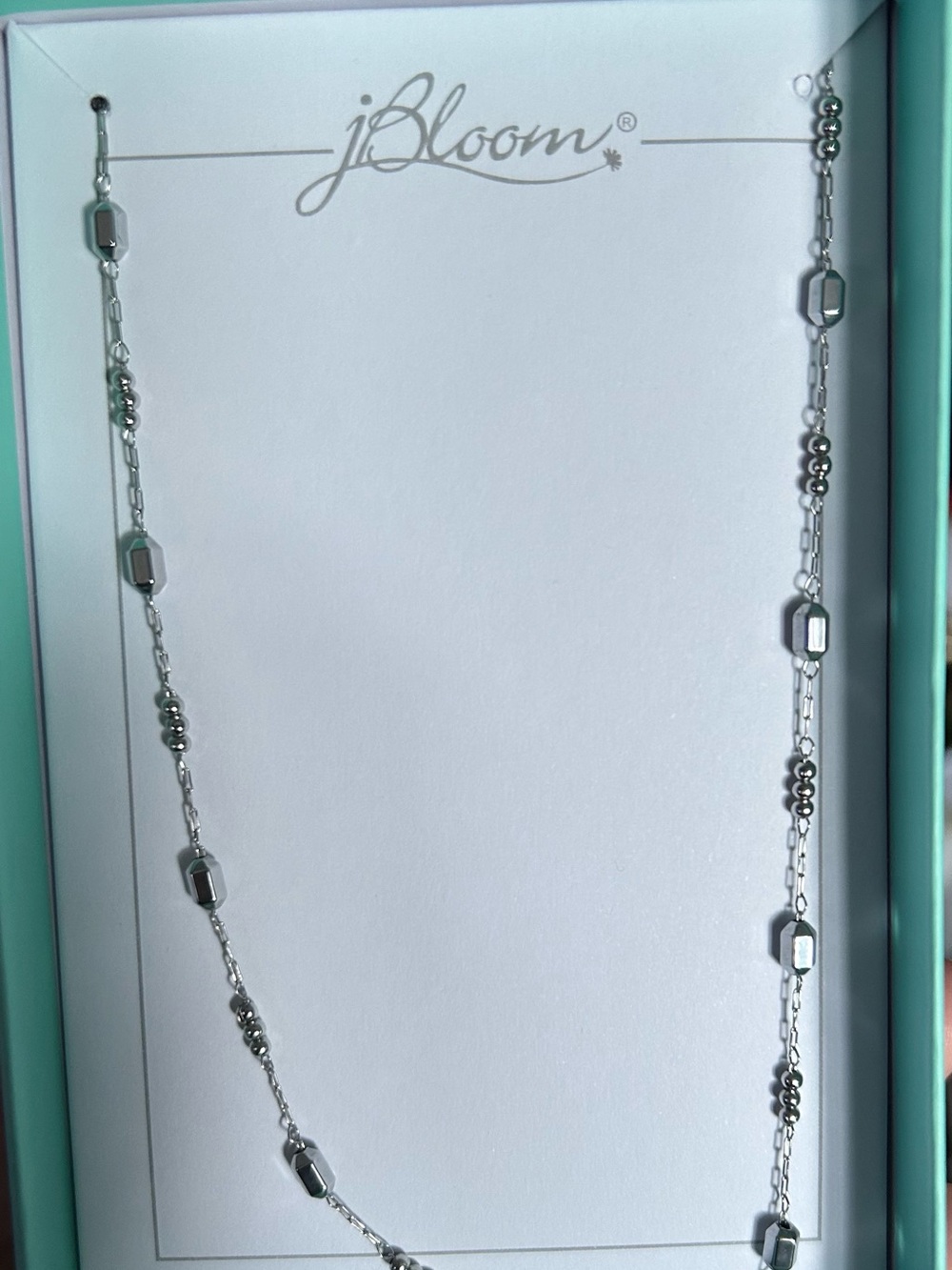 bloom Silver Beaded Station Necklace - Silver-Tone